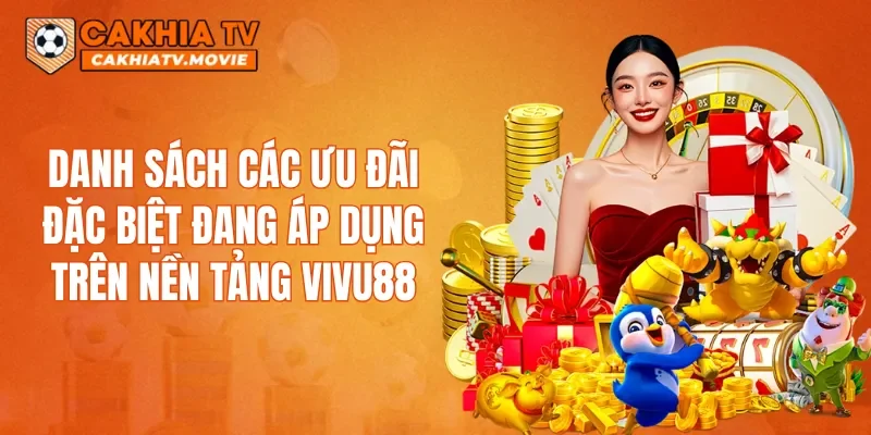 Danh sách các ưu đãi đặc biệt đang áp dụng trên nền tảng VIVU88